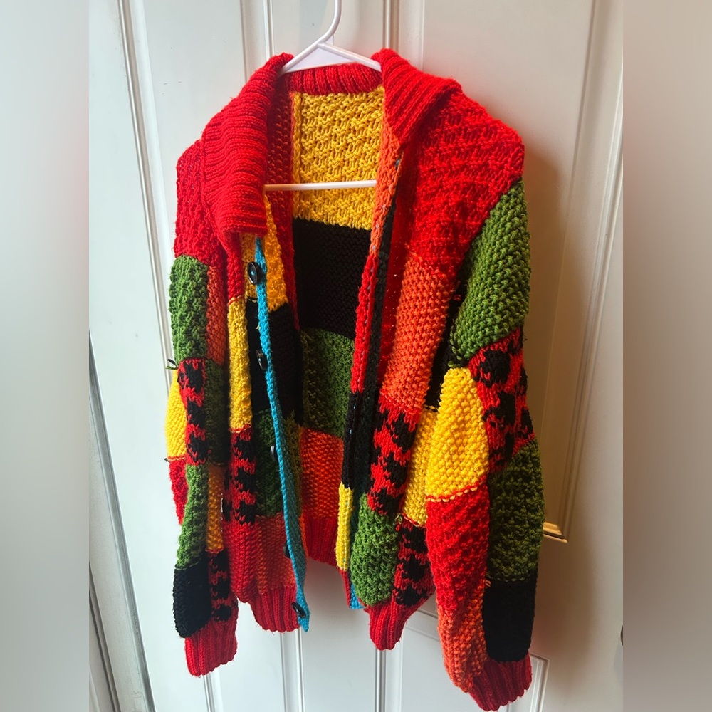 Harry Styles Hand Knitted Patchwork Cardigan - image 1